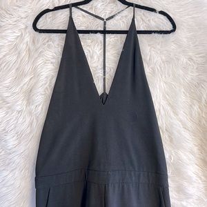 JUMPSUIT summer Black jumper open back with spaghetti string straps and pocket